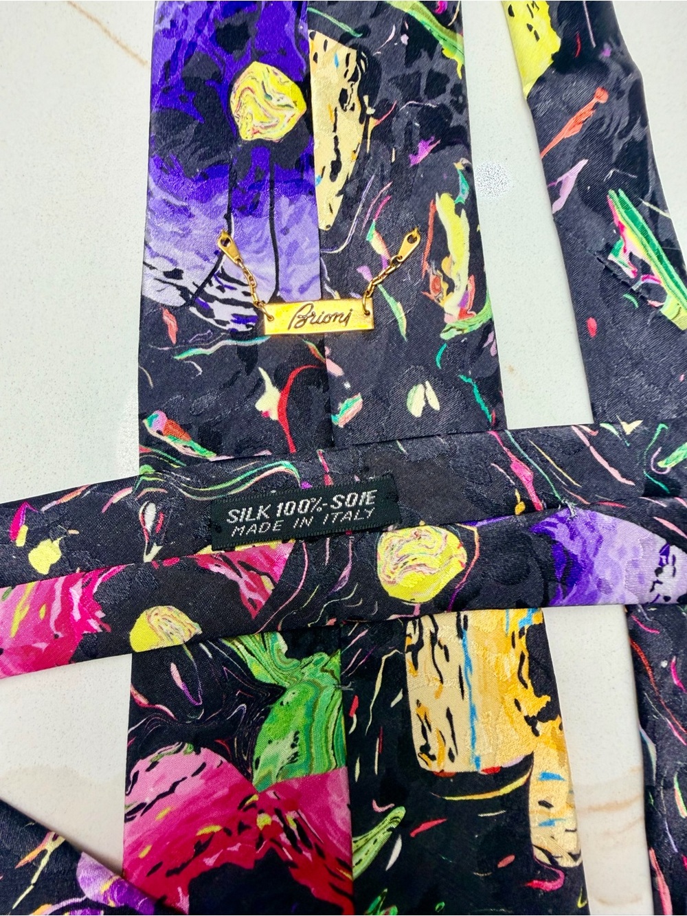 Vintage Brioni 100% Silk Abstract Floral Made in Italy Luxury Designer - Picture 5 of 5